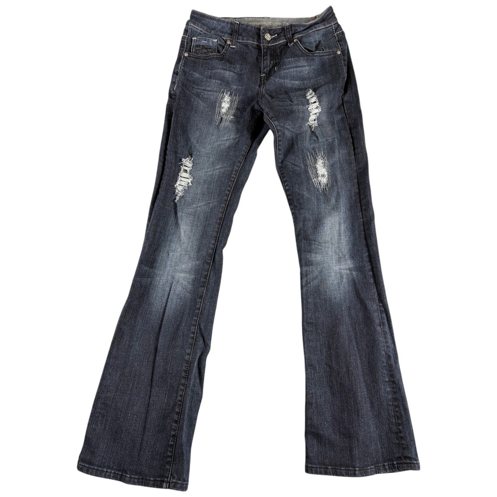 Cowgirl Tuff Co Women's Jeans 28x32 Dark Wash Bootcut Distressed Western Cowgirl